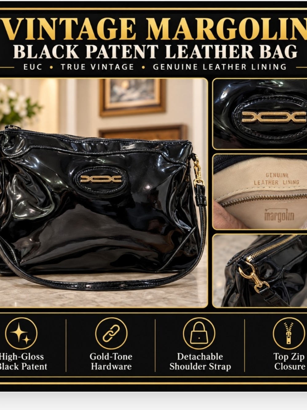 Margolin Vintage Patent Leather Handbag